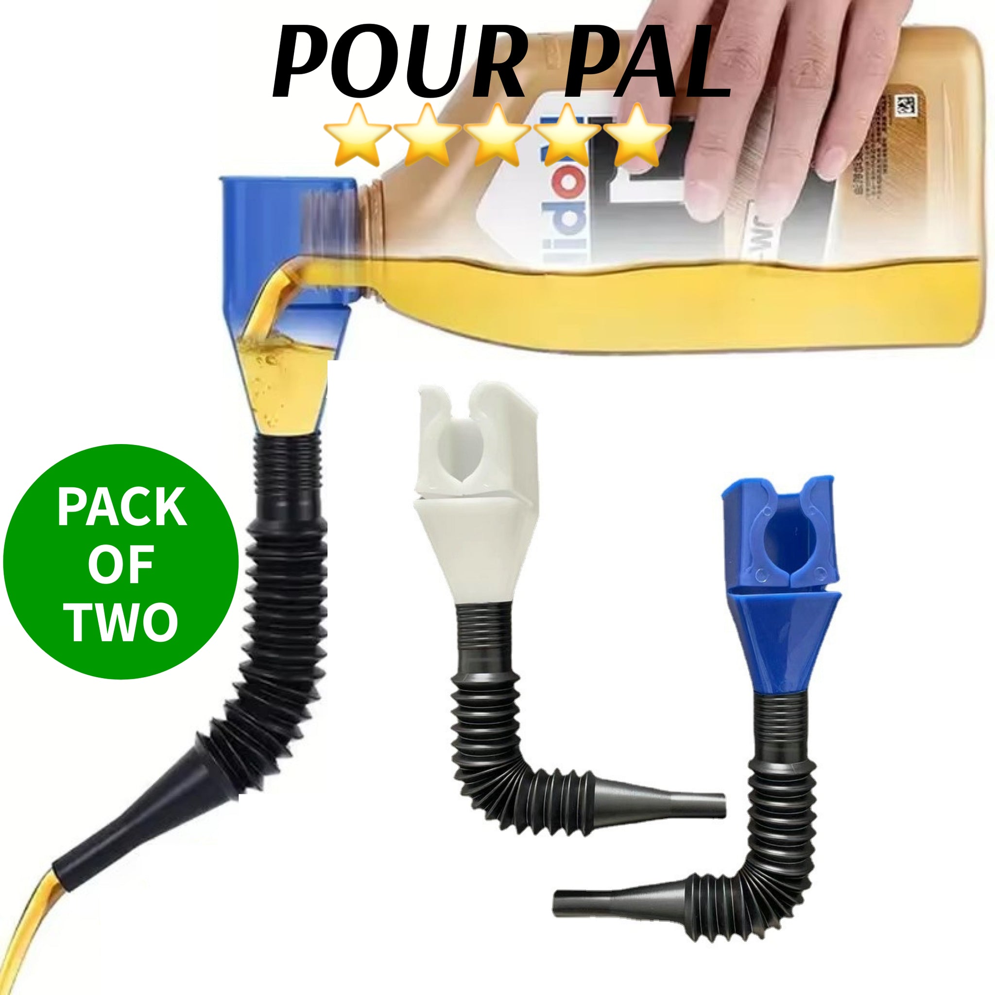 POUR PAL - Two Pack - Clip-on Extendable Easy To Use Funnels