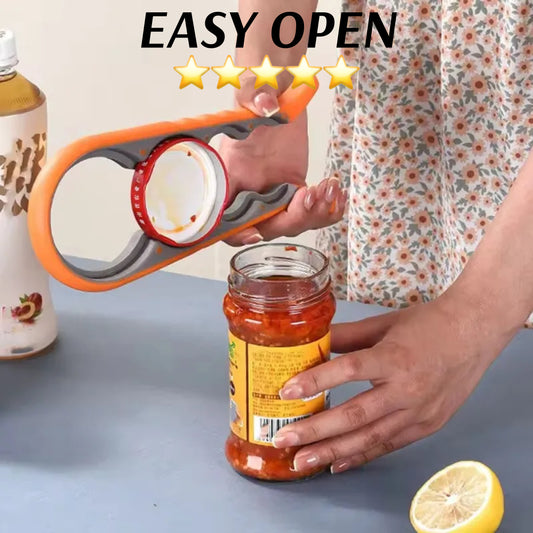 Easy Open - 4 In 1 Jar & Bottle Opening Aid - Reduce Effort By 1000%