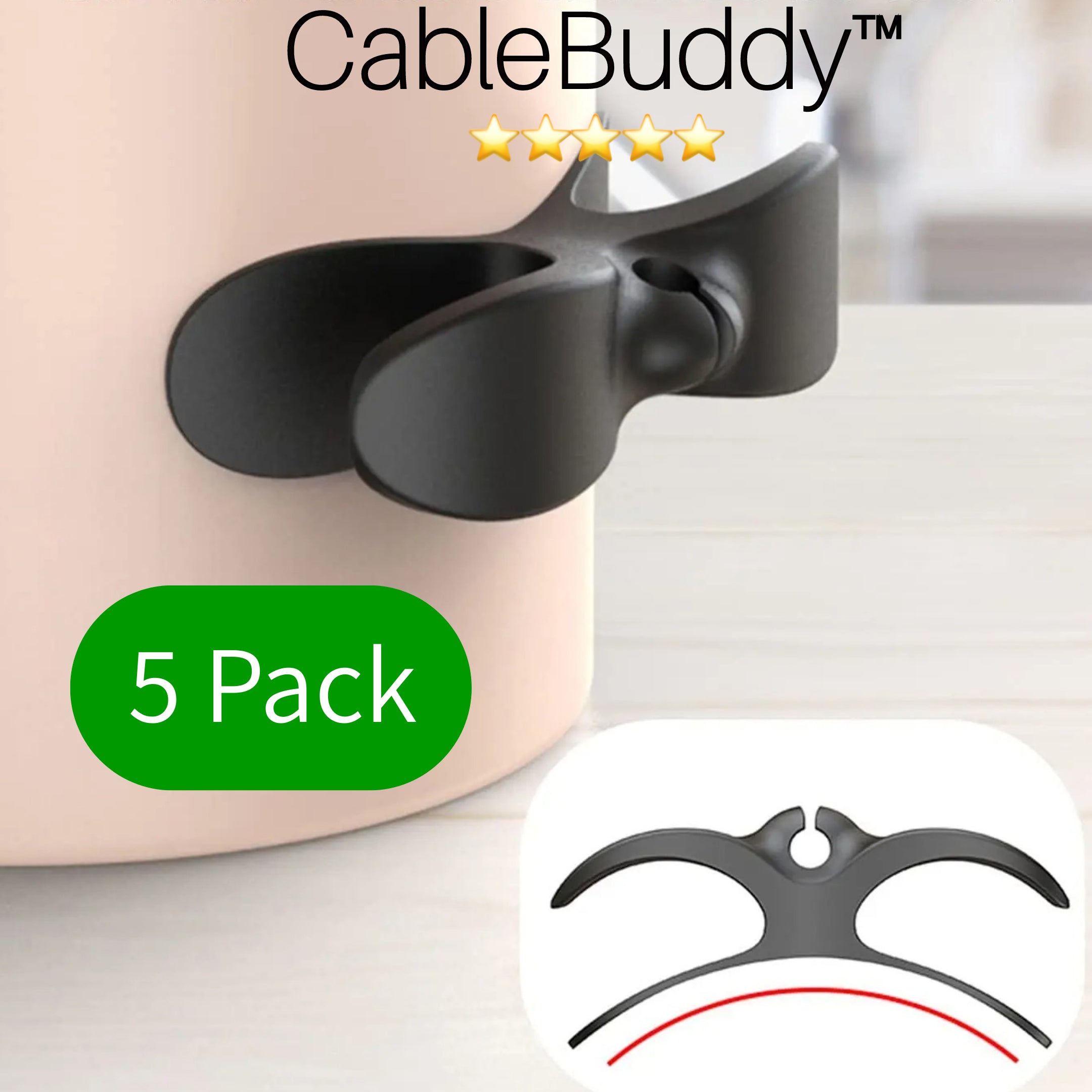CableBuddy™ Adhesive Cable Tidy - Packs Of 5