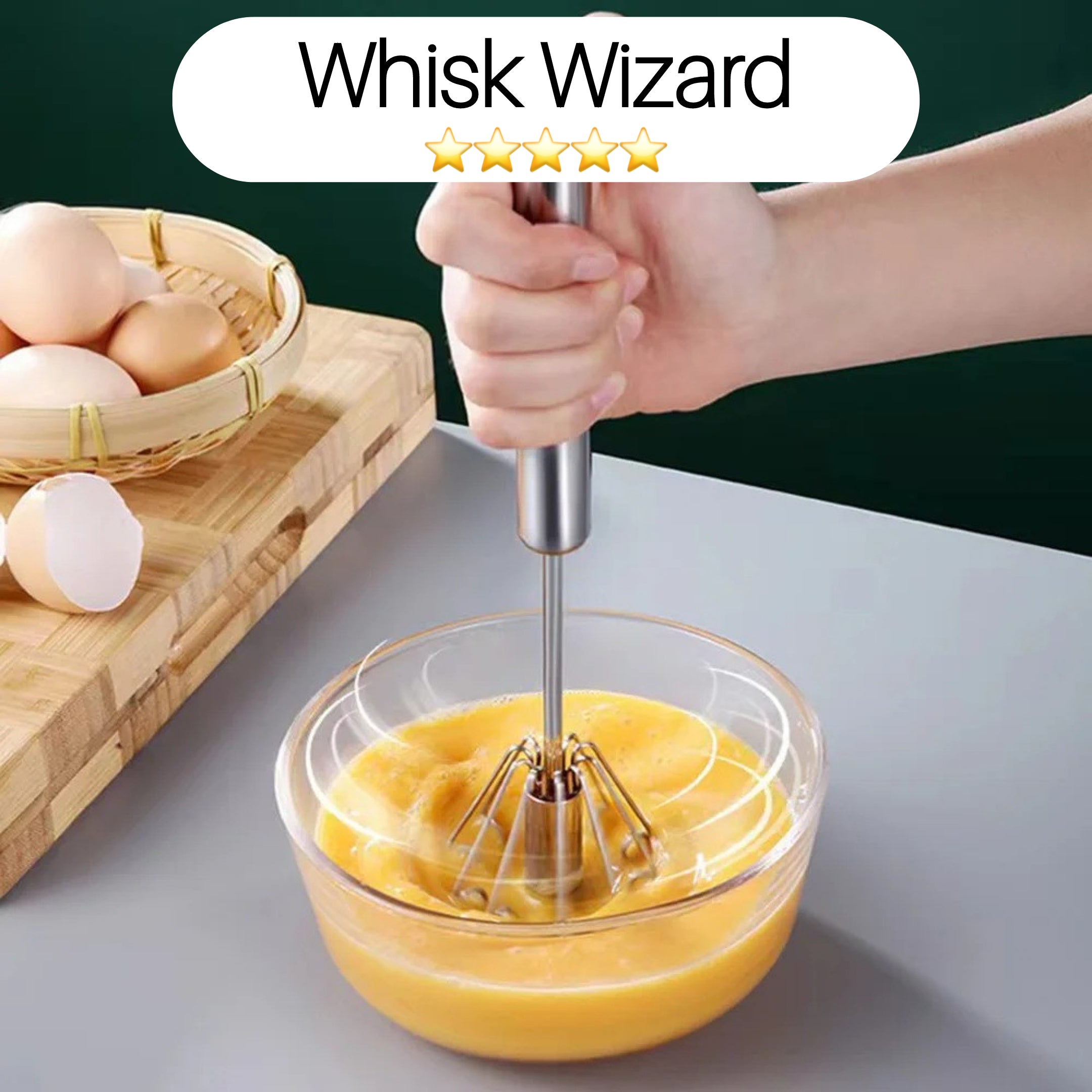 Whisk Wizard - Powerful Push Down Manual Whisk